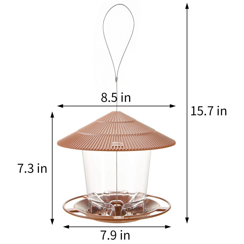 Hanizi Bird Feeder Outdoor Hanging for Wild Bird Seed, Brown - Image 5